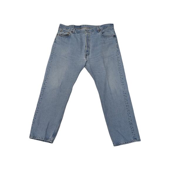 Vintage Levi's 501 XX Straight Leg Jeans Light Wash Blue 90s Made In USA Cotton - Picture 1 of 7